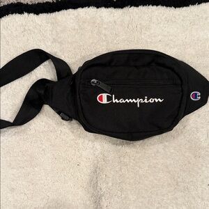 Champion Black Waist Pack with Embroidered Logo